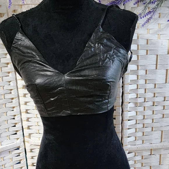 Cotton Candy Black Vegan Leather Bralette - Picture 2 of 8